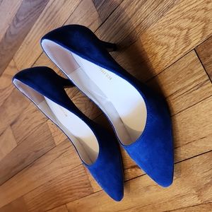 Royal blue kitten heels